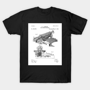 Typewriter Patent - Editor Writer Home Office Decor Art - White T-Shirt